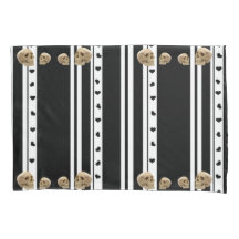 Pillow Hoesje Skulls Black Hearts White Stripe