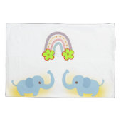 Pillow Hoesje White Blue Elephant Floral Kussensloop (Achterkant)