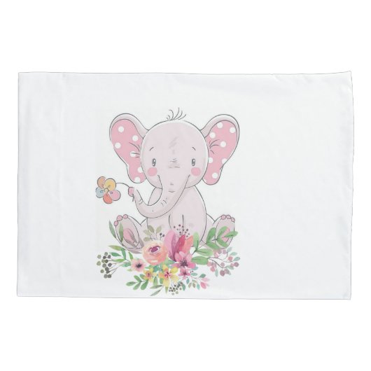 Pillow Hoesje White Pink Teddy Bear Floral Kussensloop (Achterkant)