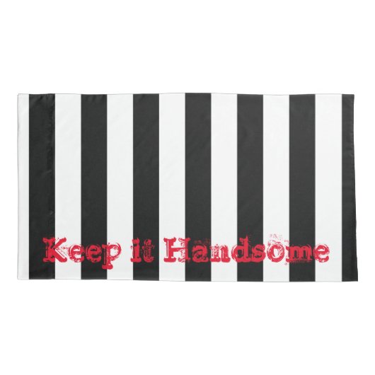 Pillow-Hoesjes Houd het handig in zwarte streep Kussensloop (Achterkant)