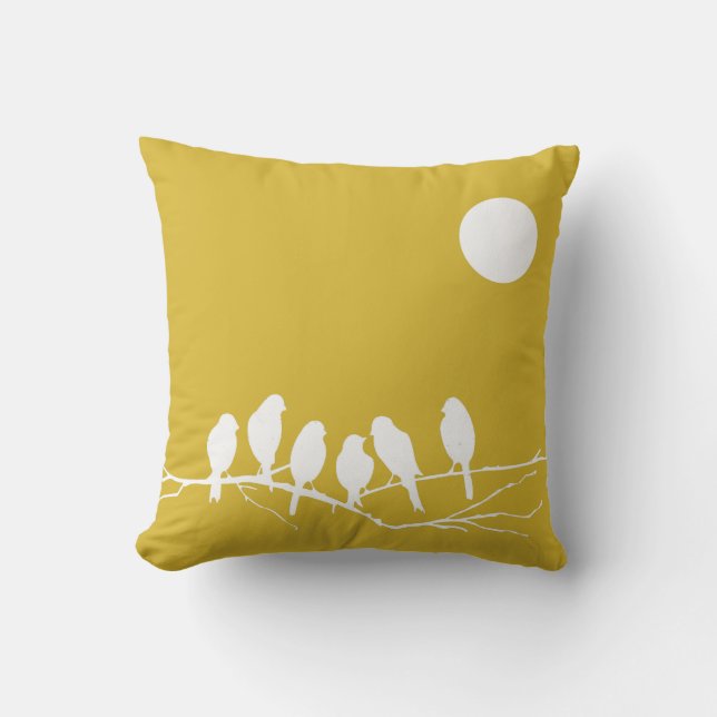 Pillow in Freesia Yellow Bird Print Kussen (Voorkant)