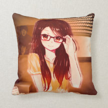 Pillow in haar casual slaapkamer