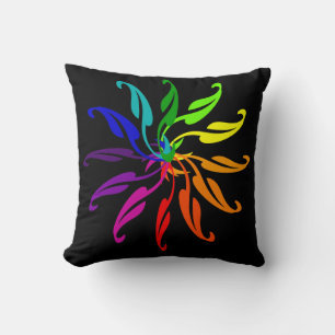 Pillow - Kleurwielbladeren op zwart Kussen