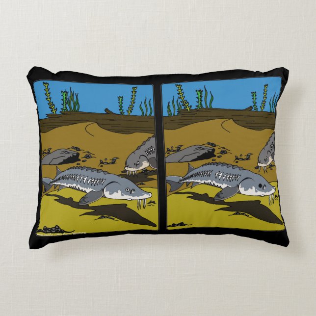 PILLOW - LAKE STURGEON COLORING PAGE - SPOT DIF ACCENT KUSSEN (Voorkant)