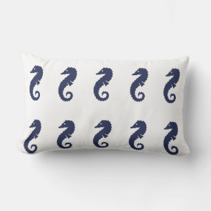 Pillow (lumbaal) - Zee paarden (marineblauw) Kussen