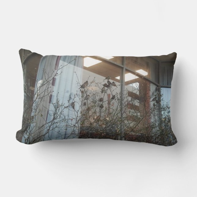 Pillow (lumbool) met kleine vogels in de winter kussen (Voorkant)