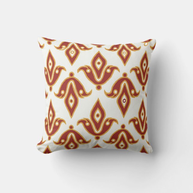 Pillow, Maroon, White, Gold, Fleur de Lys Pattern Kussen (Voorkant)