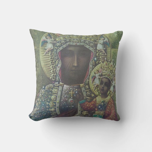 Pillow met Black Madonna en Child Kussen (Voorkant)