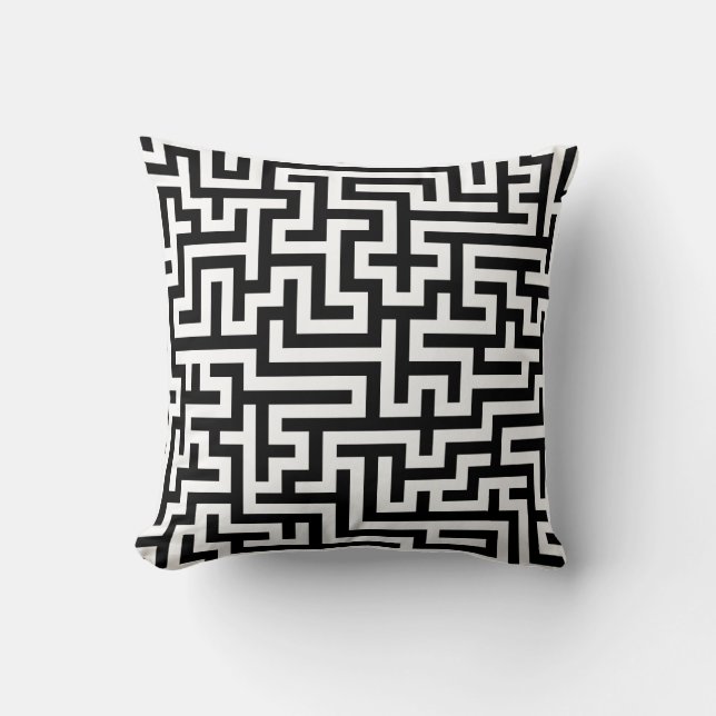 Pillow met Black Maze Pattern Kussen (Voorkant)