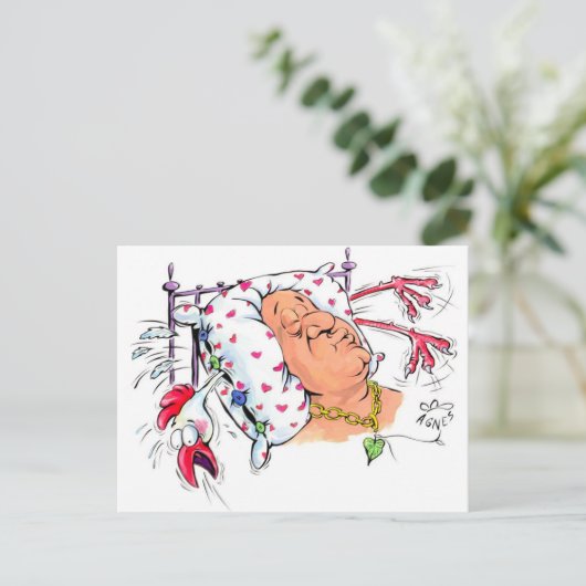 Pillow met kipveren? briefkaart (Staand voorkant)