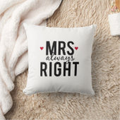 Pillow Mrs. heeft altijd gelijk met een rode harte Kussen (Deken)