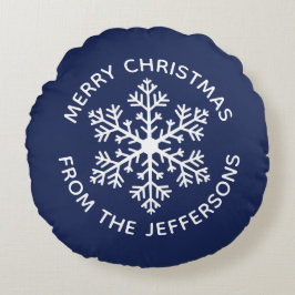 Pillow Navy Snowflake Rond Kussen