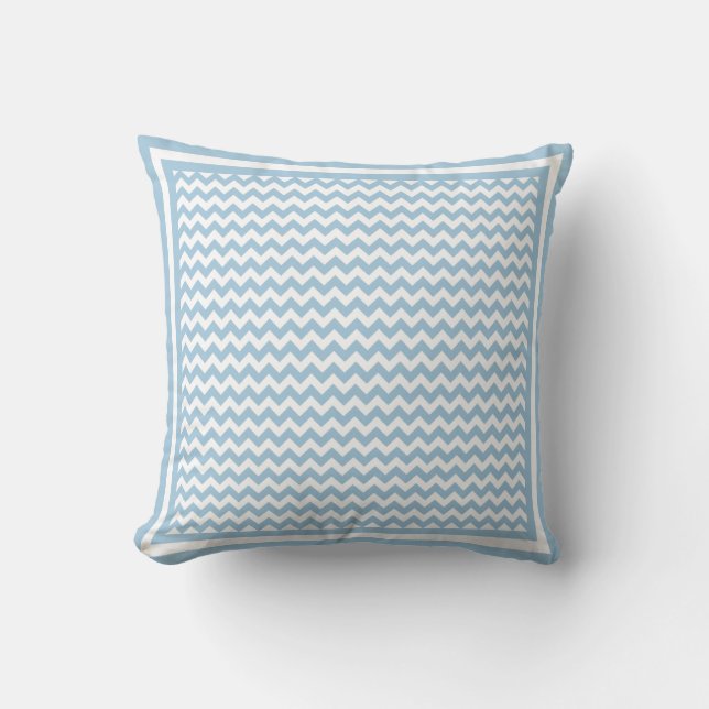 Pillow of Cushion, Blue en White Chevrons Kussen (Voorkant)
