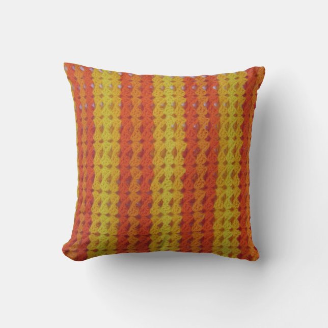 Pillow - Oranje Afghaans patroon Kussen (Voorkant)