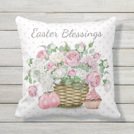 Pillow Outdoor Paasroze Floral, Eieren, Cupcake Buitenkussen