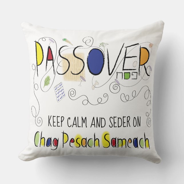 Pillow Passover 20 x 20 Chag Pesach Sameach Kussen (Voorkant)