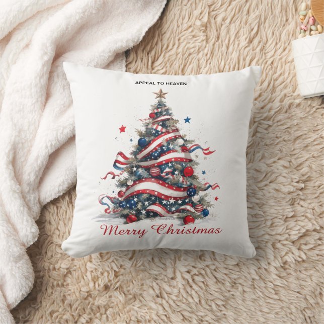 PILLOW: Patriotic Xmas Tree ATH1 with origin ed Kussen (Deken)