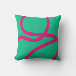 Pillow – Pink Lines on Green Kussen