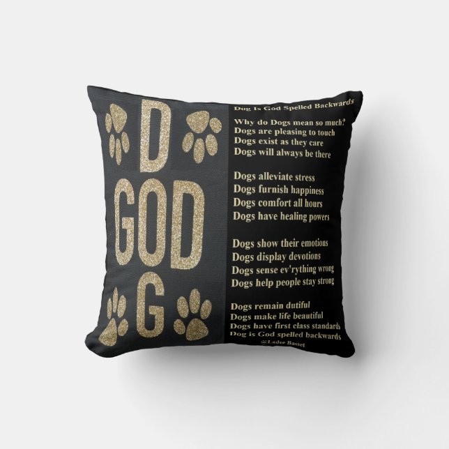 Pillow Poem Dogs is goddelijk achteruit gespeld Kussen (Voorkant)