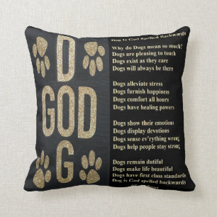 Pillow Poem Dogs is goddelijk achteruit gespeld Kussen