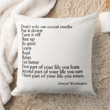 Pillow Quote Gift, Denzel Washington QUOTE