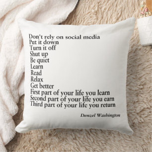 Pillow Quote Gift, Denzel Washington QUOTE Kussen
