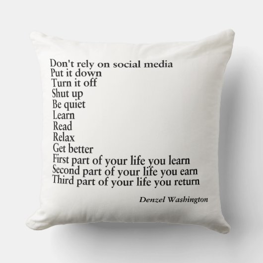 Pillow Quote Gift, Denzel Washington QUOTE Kussen (Voorkant)
