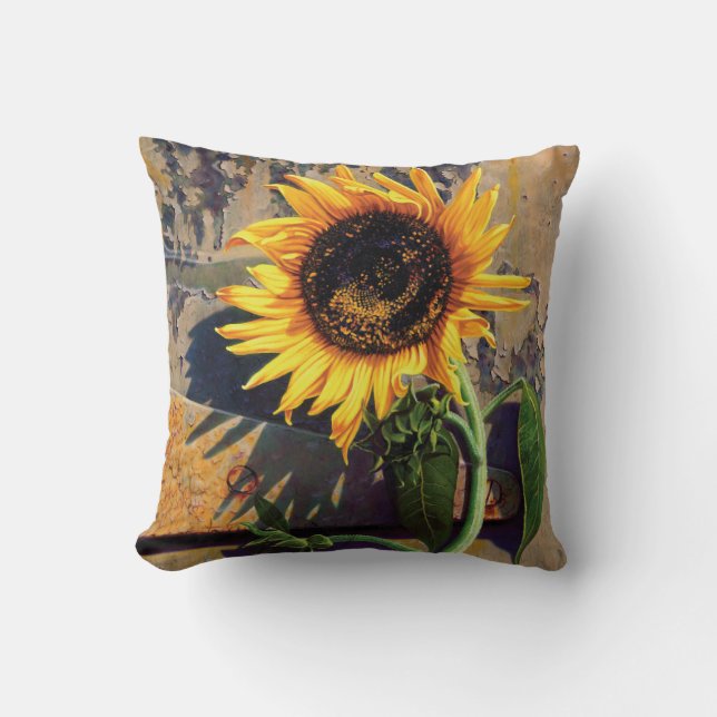 Pillow Square Sunflower door Camille Engel Kussen (Voorkant)
