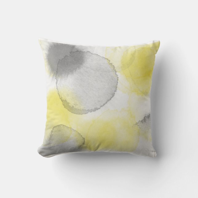 Pillow Square Watercolorr Splash Coll Lemon/Coal Kussen (Voorkant)