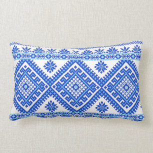 Pillow Ukraine Cross Stitch Embroidery Blue Kussen
