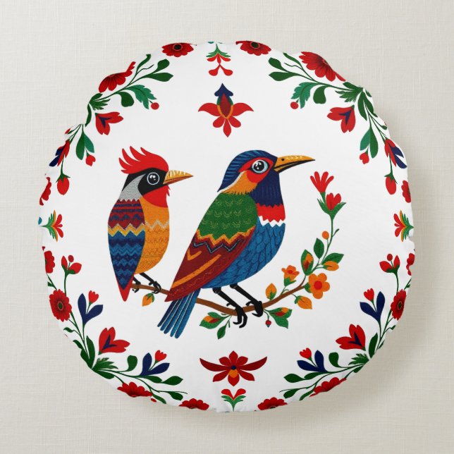 Pillow Vibrant Symmetrical Nature Design Rond Kussen (Voorkant)