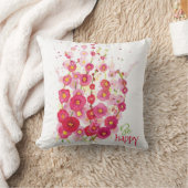 Pillow - Wees Happy Hollyhocks Kussen (Deken)
