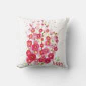Pillow - Wees Happy Hollyhocks Kussen (Voorkant)