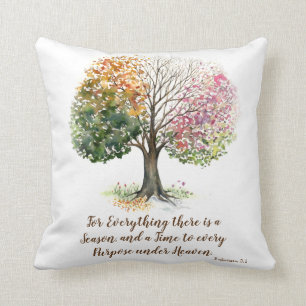PILLOW WHITE 4 SEASON TREE BIBLE VERSE WATERVERF KUSSEN