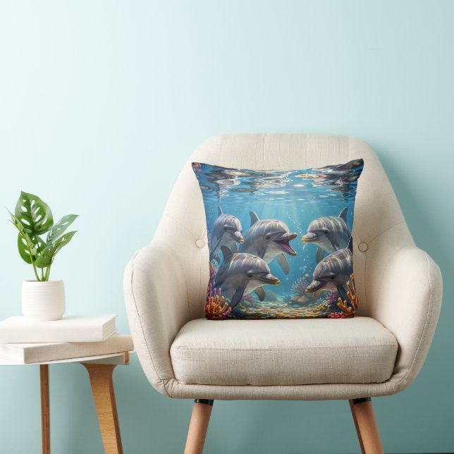 Pillow with dolphins. kussen (Stoel)