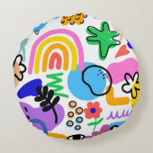 pillows with colorful abstract designs rond kussen (Achterkant)