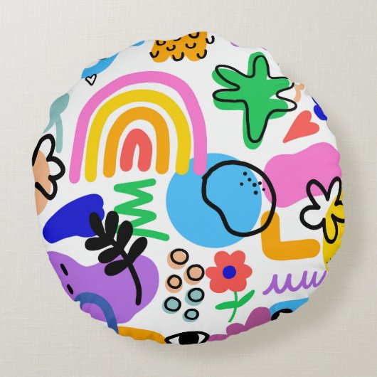pillows with colorful abstract designs rond kussen (Achterkant)