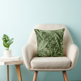 PillowTropical Summer Foliage Texture - Moss Green Kussen