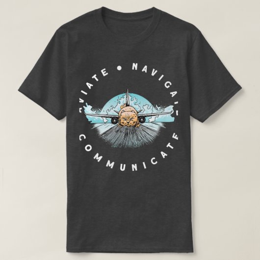 Piloot Aviate Navigate Communicate Cat Plane (3) T-shirt (Design voorkant)