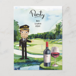 Piloot Aviation Industry Golfer op golfbal Briefkaart