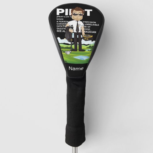 Piloot Aviation Industry Golfer op golfbal Gol Golfheadcover (Voorkant)