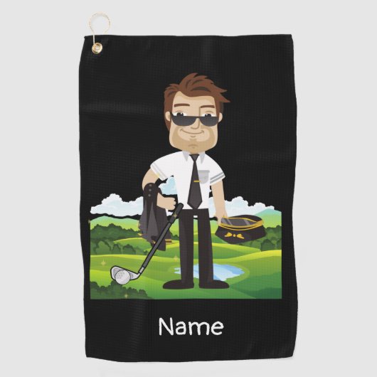 Piloot Aviation Industry Golfer op golfbal Golfhanddoek (Voorkant)
