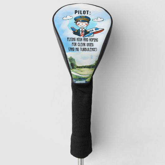 Piloot Aviation Industry Golfer op golfbal Golfheadcover (Voorkant)