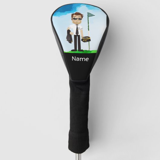 Piloot Aviation Industry Golfer op golfbal Golfheadcover (Voorkant)