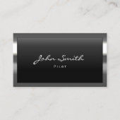 Piloot Aviator Modern Metal Border Professional Visitekaartje (Voorkant)