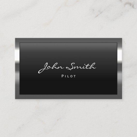 Piloot Aviator Modern Metal Border Professional Visitekaartje (Voorkant)