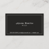 Piloot Aviator Plain Black Professional Visitekaartje (Voorkant)