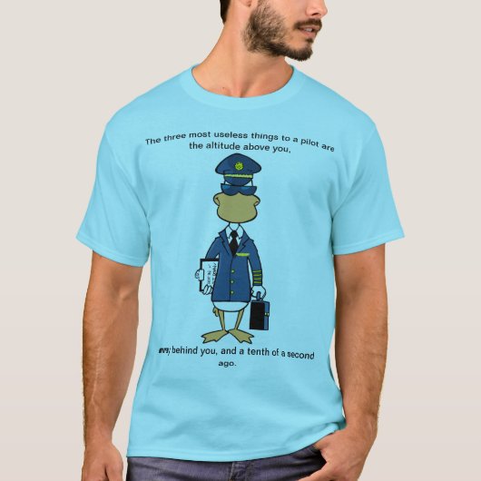 Piloot Cartoon Humor T-Shirt (Voorkant)