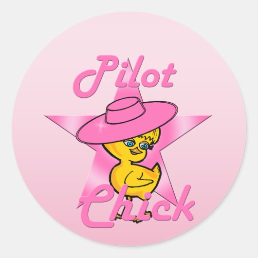Piloot Chick #8 Ronde Sticker (Voorkant)