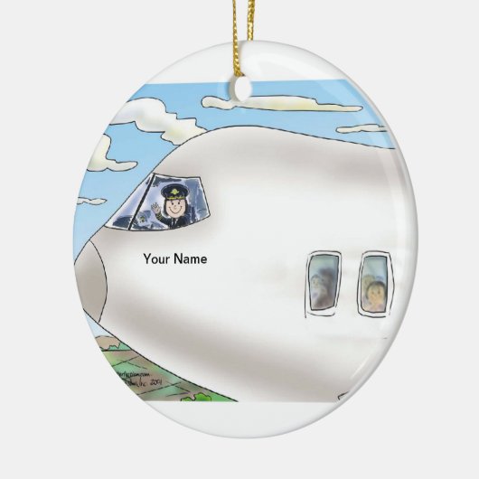 Piloot, commercieel — Vrouw Keramisch Ornament (Links)